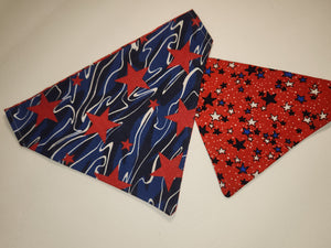 Fourth of July Red Stars W/White Squiggles on Blue - Bandana