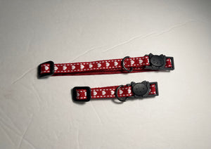 Red Stitch with Hearts - Breakaway Cat Collar - XSmall/Small