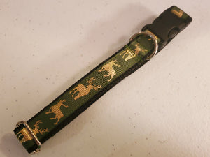 Christmas Green with Gold Deer Collar - Medium