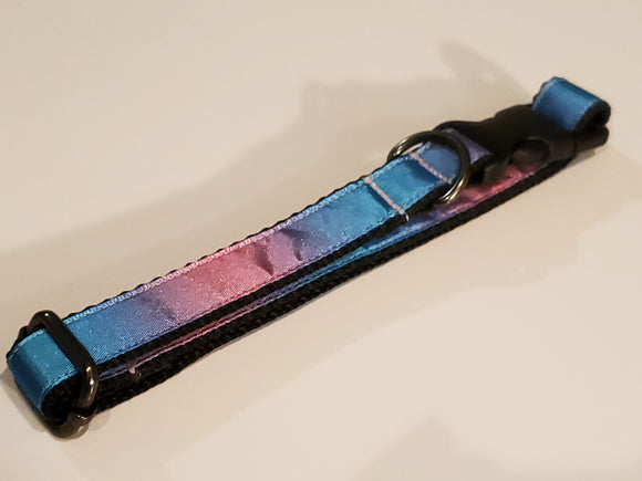 Pink Blue Satin Collar - Medium
