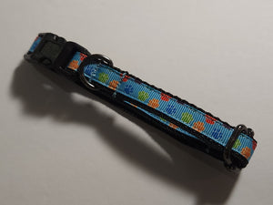 Blue with Multi-Colored Paws Collar- XSmall/Small/Medium/Large