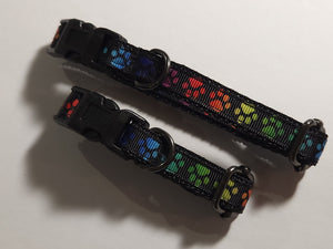 Black with Colorful Paws Collar - XSmall/Small