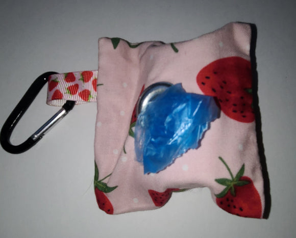 Waste Bag Holder - Strawberries Pink