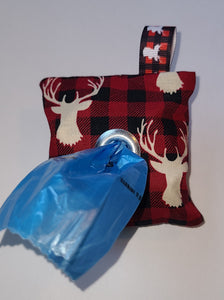 Waste Bag Holder - Deer Plaid Red