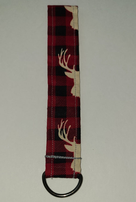 Wristlet Keychain - Deer Plaid Red
