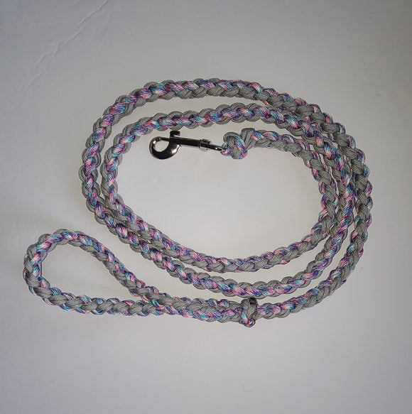 Paracord Leash - Pink, Blue and Grey