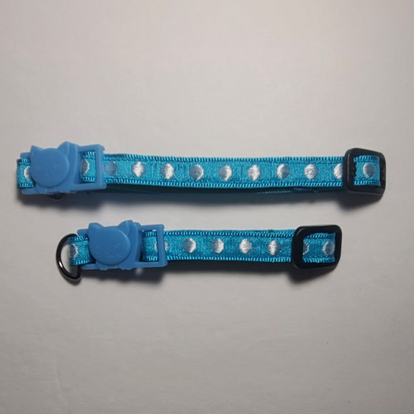 Blue with White Dots - Breakaway Cat Collar - XSmall/Small