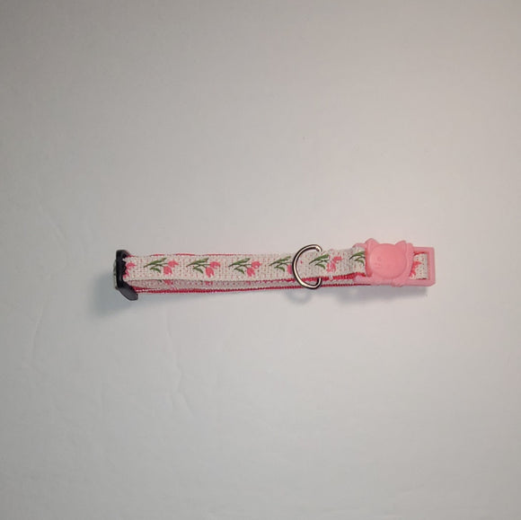 Flowers Pink - Breakaway Cat Collar - XSmall/Small