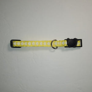 Paws Yellow/White - Breakaway Cat Collar - XSmall/Small