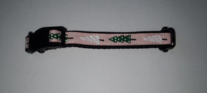 Christmas Pink with Trees Collar - XSmall/Small