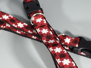 Christmas Red with Snowflakes Collar - Medium